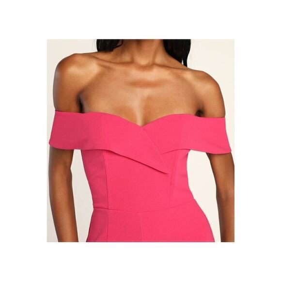 Lulus Love Me Tomorrow Jumpsuit Off The Shoulder Wide Leg Hot Pink NWT Size XS - Picture 3 of 12